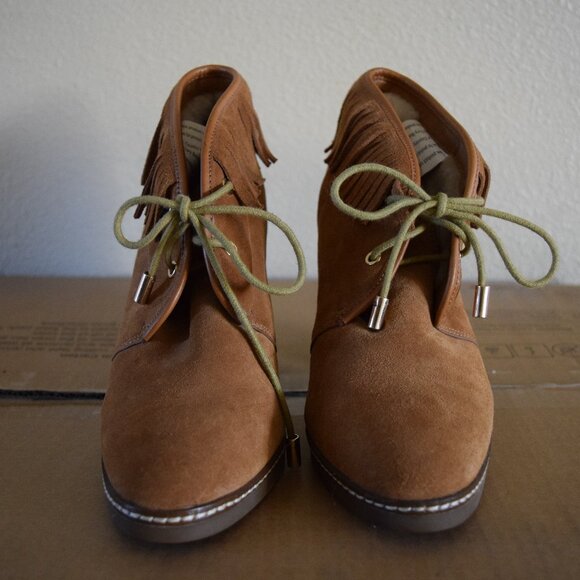 Tory Burch Hilary suede fringe booties, euc Sz. 9 - Picture 2 of 5